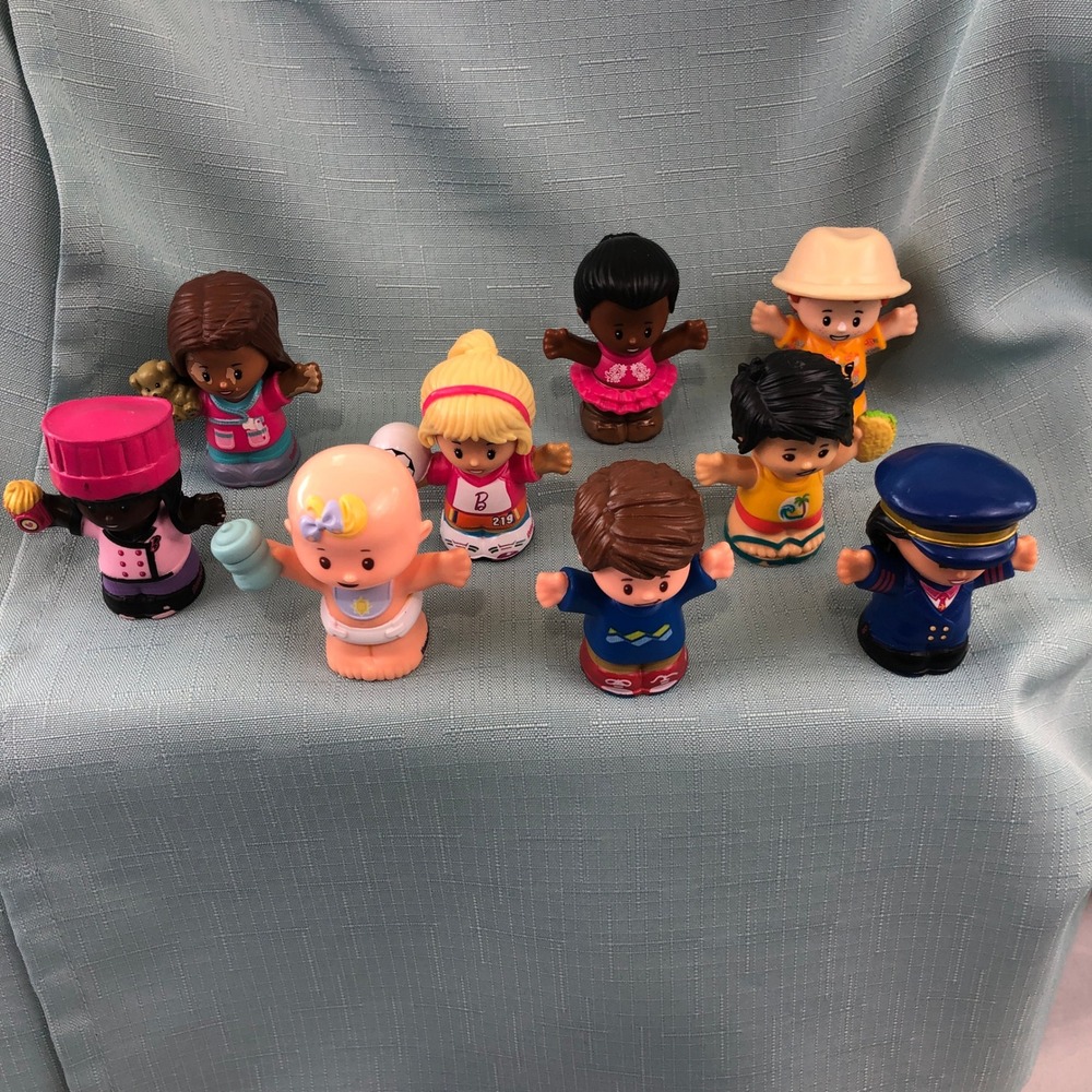 Fisher Price 9 Little People Figure Lot Diverse Characters Pilot Baker Vet Baby